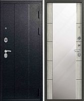 Входная дверь с большим зеркалом Эталон Х-4 Черный муар - Дуб полярный