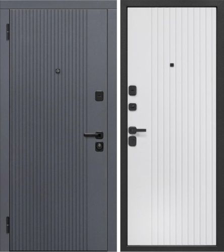 Люксор 2МДФ Вертикаль Сатин графит - Эмалит белый