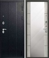 Входная дверь с большим зеркалом Эталон Х-5 Черный муар - Скания милк