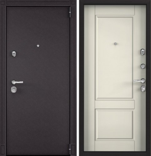 Входная дверь в квартиру Super Omega-100 RAL 8019 ПВХ Слоновая кость SO-NC-1