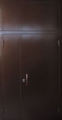 Двухстворчатая высокая уличная дверь с фрамугой (металл-металл)