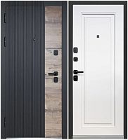 Люксор 2МДФ Дуб Вертикаль НЕО Канадский дуб пацифик, Сатин черный - Эмалит белый