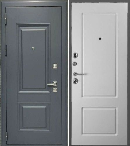 Входная дверь НОРД Серый муар - Белый матовый