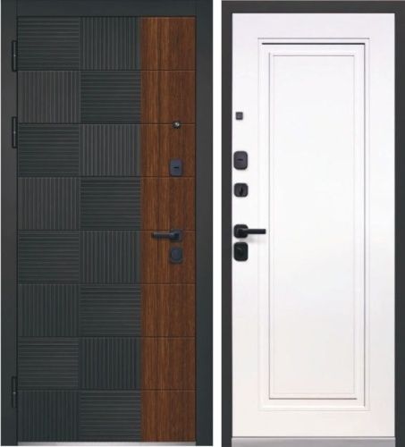 Люксор 2МДФ Квадрат Нео МДФ Антрацит софт/Грецкий орех - Эмалит белый